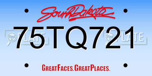 75TQ721 South Dakota License Plate