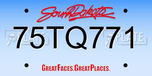 75TQ771 South Dakota License Plate