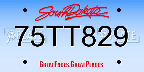 75TT829 South Dakota License Plate