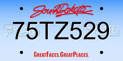 75TZ529 South Dakota License Plate