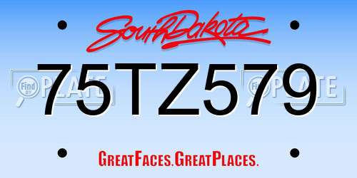 75TZ579 South Dakota License Plate