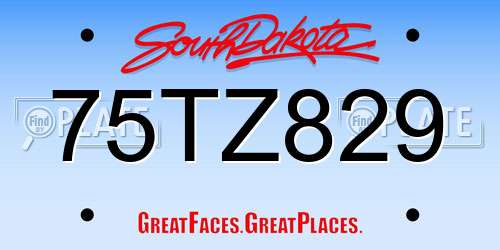 75TZ829 South Dakota License Plate