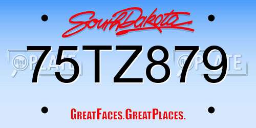 75TZ879 South Dakota License Plate