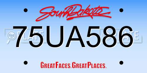 75UA586 South Dakota License Plate