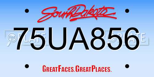 75UA856 South Dakota License Plate