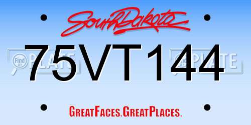 75VT144 South Dakota License Plate