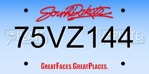 75VZ144 South Dakota License Plate