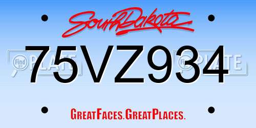 75VZ934 South Dakota License Plate