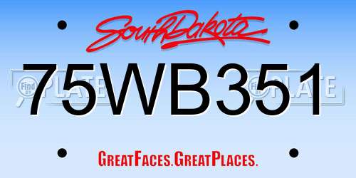 75WB351 South Dakota License Plate