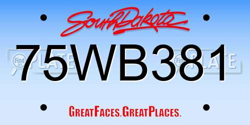 75WB381 South Dakota License Plate