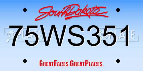 75WS351 South Dakota License Plate