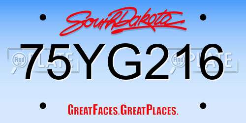 75YG216 South Dakota License Plate