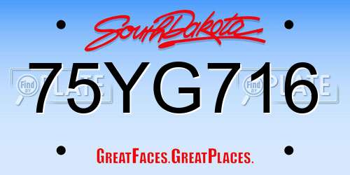 75YG716 South Dakota License Plate