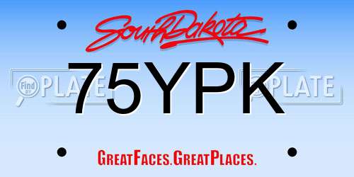 75YPK South Dakota License Plate