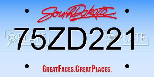 75ZD221 South Dakota License Plate
