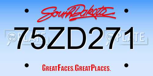 75ZD271 South Dakota License Plate