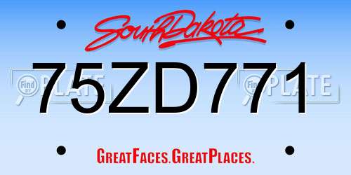 75ZD771 South Dakota License Plate