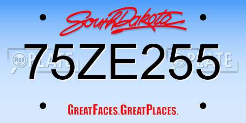 75ZE255 South Dakota License Plate