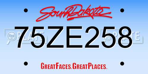 75ZE258 South Dakota License Plate