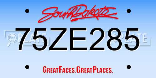 75ZE285 South Dakota License Plate