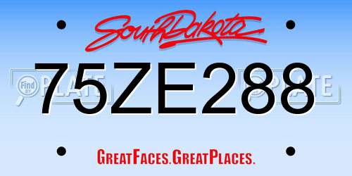 75ZE288 South Dakota License Plate