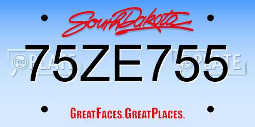 75ZE755 South Dakota License Plate