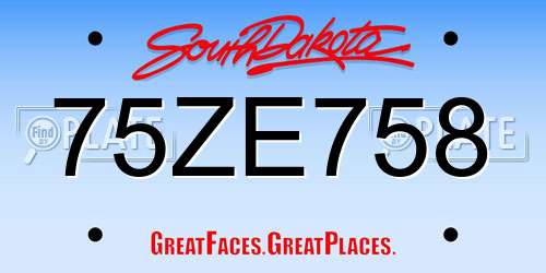 75ZE758 South Dakota License Plate