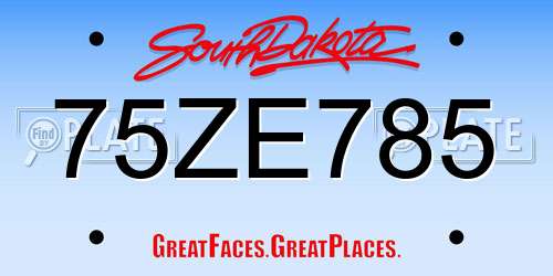 75ZE785 South Dakota License Plate