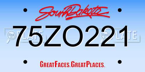 75ZO221 South Dakota License Plate