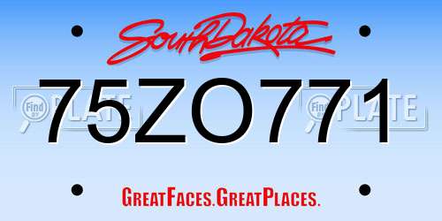 75ZO771 South Dakota License Plate