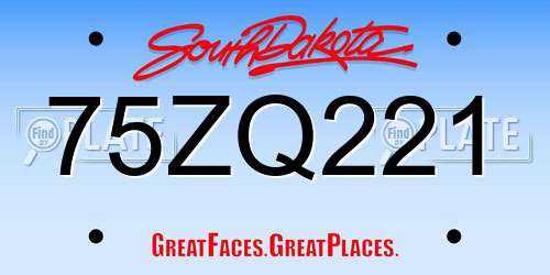 75ZQ221 South Dakota License Plate