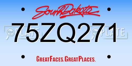 75ZQ271 South Dakota License Plate
