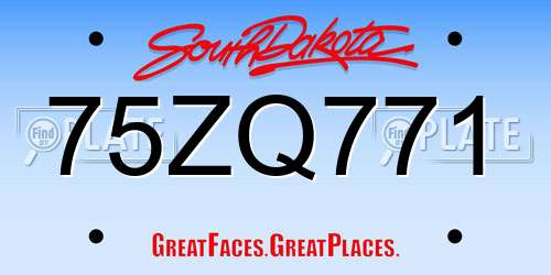 75ZQ771 South Dakota License Plate