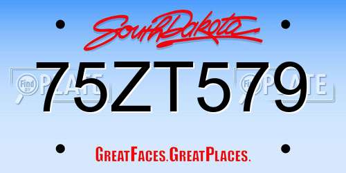 75ZT579 South Dakota License Plate