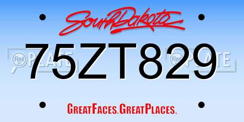 75ZT829 South Dakota License Plate