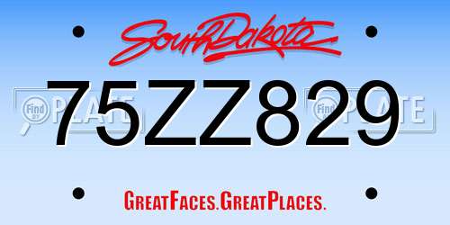 75ZZ829 South Dakota License Plate