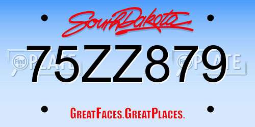 75ZZ879 South Dakota License Plate