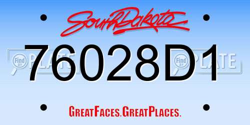 76028D1 South Dakota License Plate