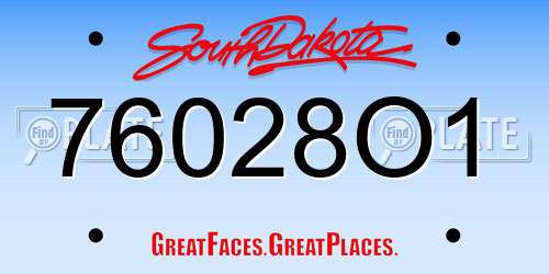 76028O1 South Dakota License Plate