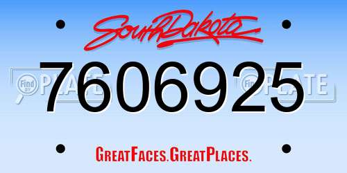 7606925 South Dakota License Plate