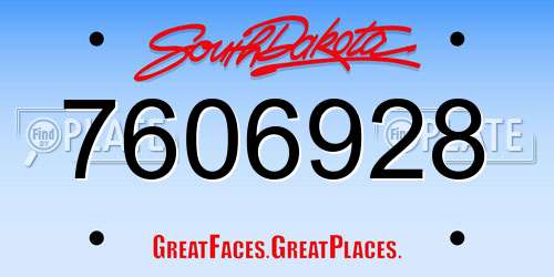 7606928 South Dakota License Plate