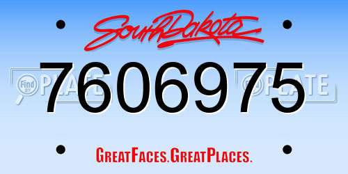 7606975 South Dakota License Plate