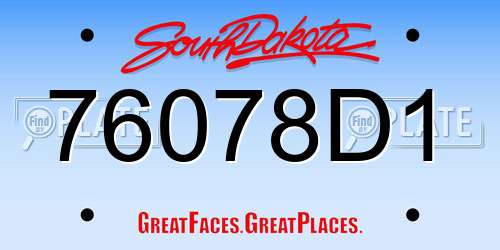 76078D1 South Dakota License Plate