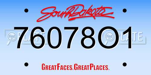 76078O1 South Dakota License Plate