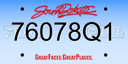 76078Q1 South Dakota License Plate
