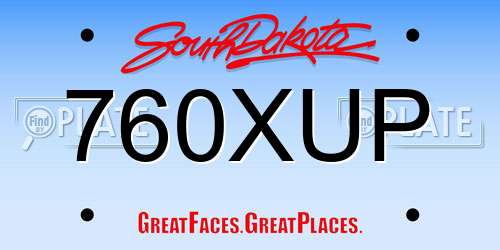 760XUP South Dakota License Plate