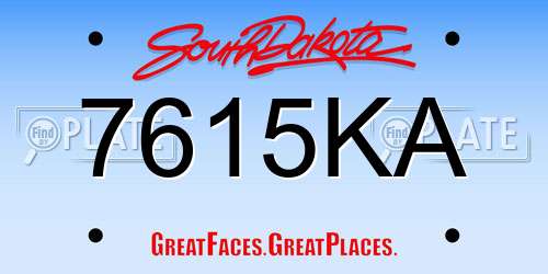 7615KA South Dakota License Plate