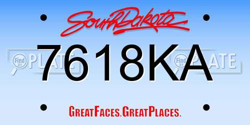 7618KA South Dakota License Plate