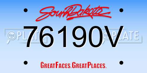 76190V South Dakota License Plate