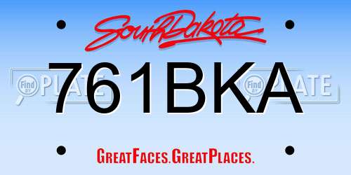 761BKA South Dakota License Plate